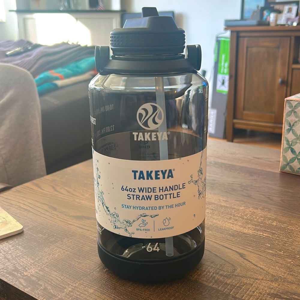 Takeya 64 oz. Motivational Water Bottle. New, never used.